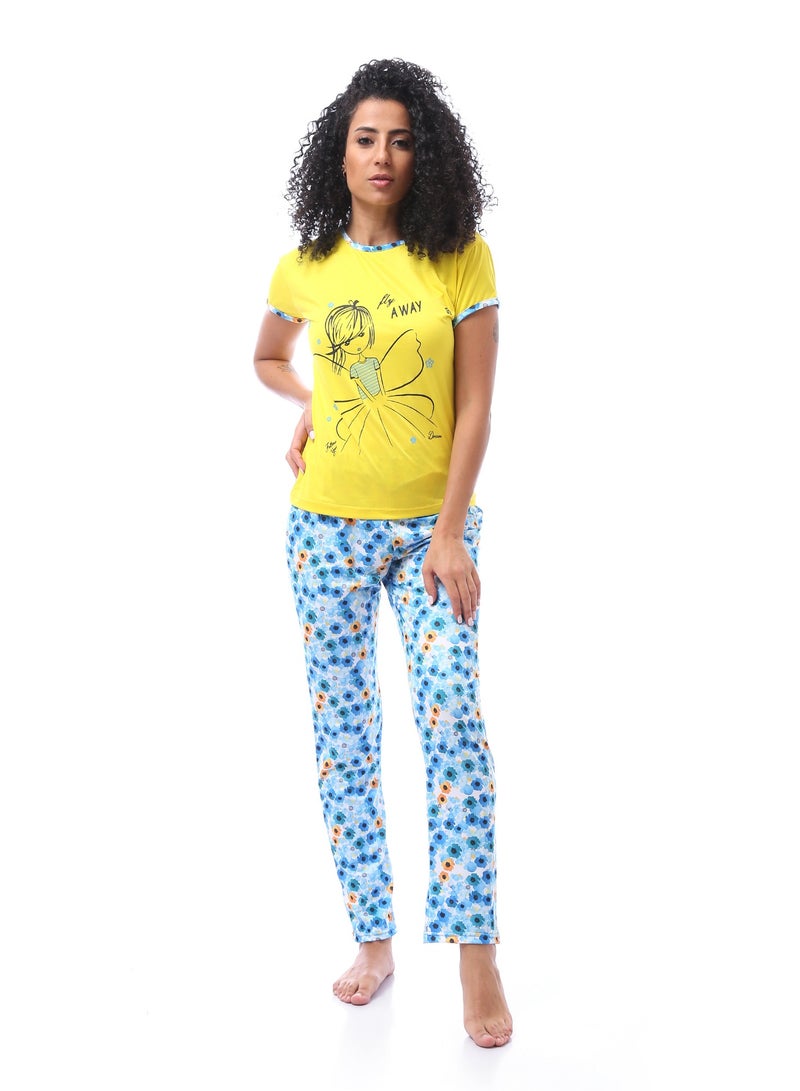 Andora Slip On Comfortable Cotton Summer Yellow Pajama Set - Image 1