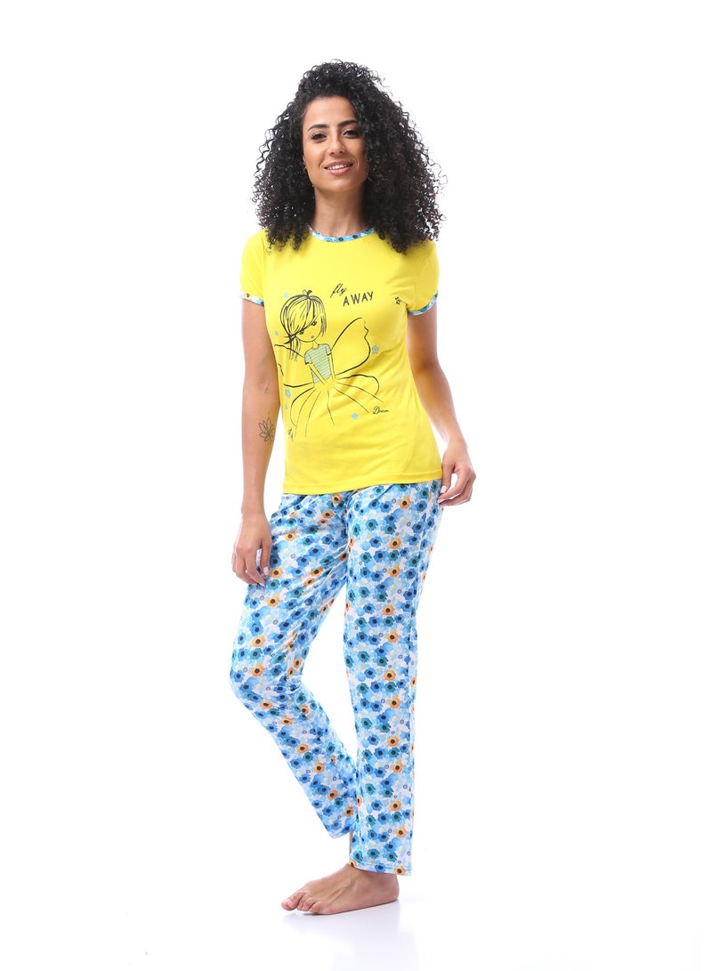 Andora Slip On Comfortable Cotton Summer Yellow Pajama Set - Image 3