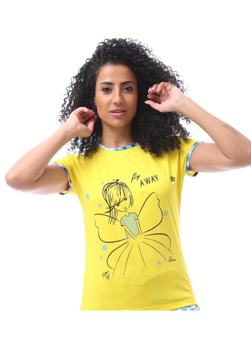 Andora Slip On Comfortable Cotton Summer Yellow Pajama Set - Image 5