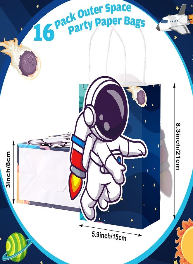 MotiMind 16 Pcs Outer Space Party Favor Bags with Handles Astronaut Gift Bags for Galaxy Space Theme Party Supplies - Image 3