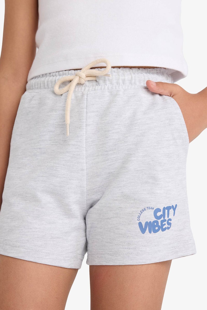 DeFacto Blue Girl Girl Sweatshirt Fabric 2 Piece Shorts Casual - Image 4