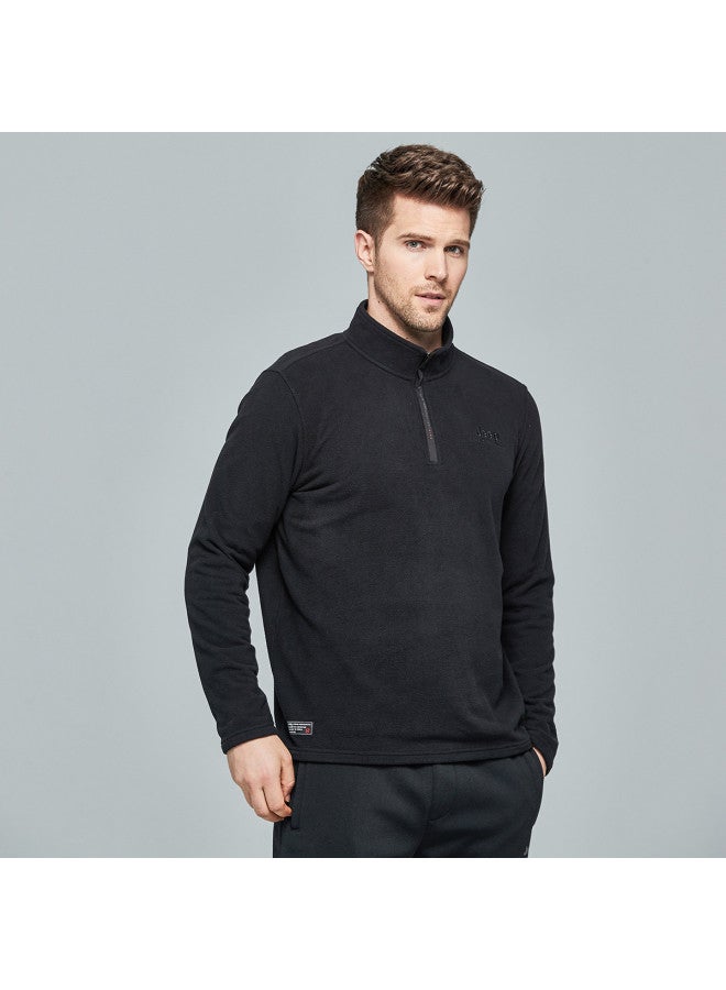 Jeep Spring Men's Fleece Jacket Fashion Stand Collar Half-zip Thickened Windproof Warm Fleece Coat For Men - Image 3