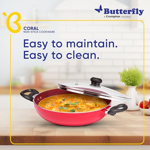 Butterfly Coral DLX KCP 3 Non Stick Cookware Set| Tawa 250 MM | Fry Pan 240 MM | Kadai 240 MM | Induction Base| Premium Virgin Aluminum | PFOA Free | Scratch Resistant | Velvet Red - Image 4