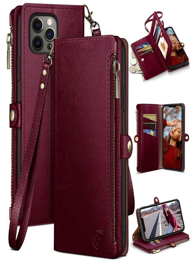 XcaseBar YLL FM Wallet Case for iPhone 13 Pro Max Burgundy - Image 1