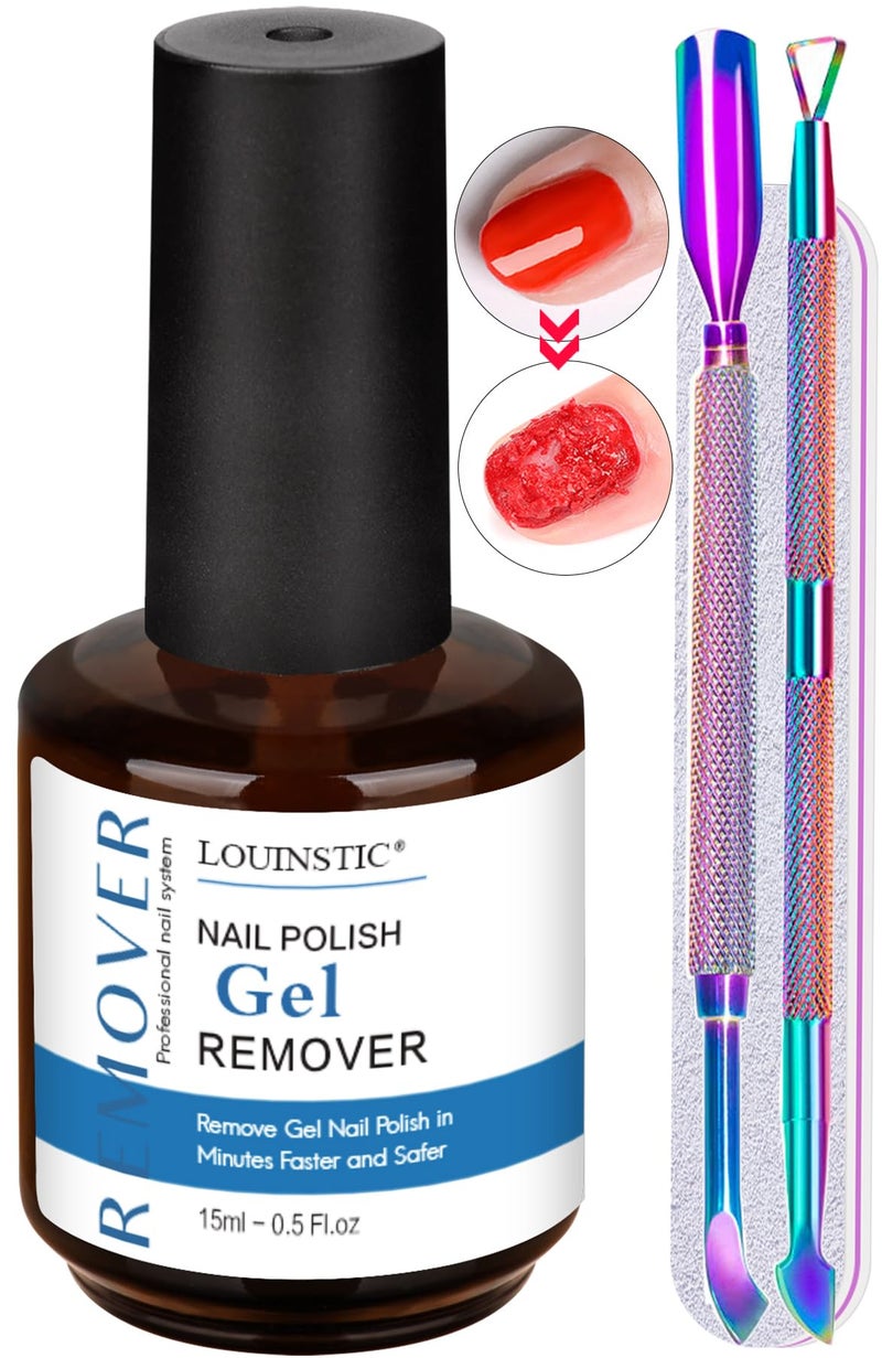 LOUINSTIC Gel Nail Polish Remover-1PC Professional Gel Remover Kit contains 2 Manicure Tools and 1 Nail File, No Need to Soak or Wrap, Easy & Quick to Remove Nail Polish at Home, Easy to Use - Image 1