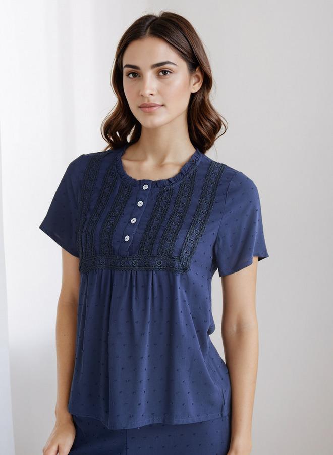 Splash FAV Pyjama Set Button Placket Top and Trousers Rayon - Image 1