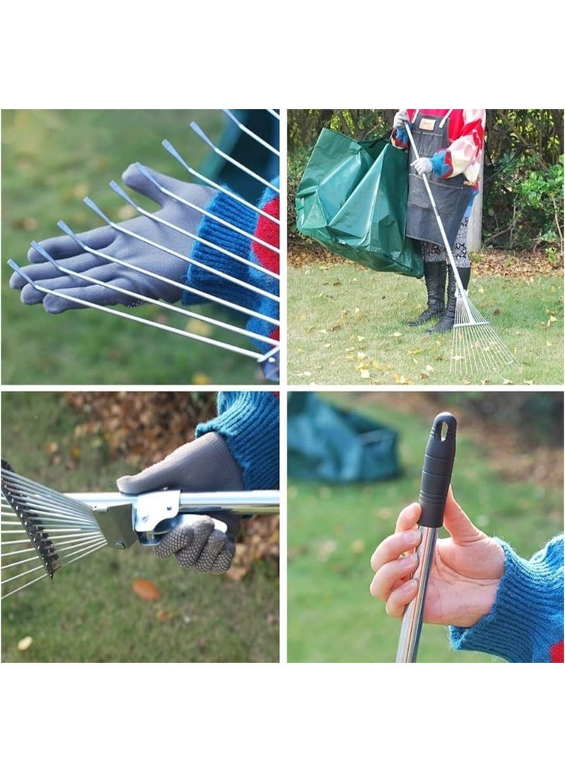 Adjustable spacing meta l garden fork with matel handle