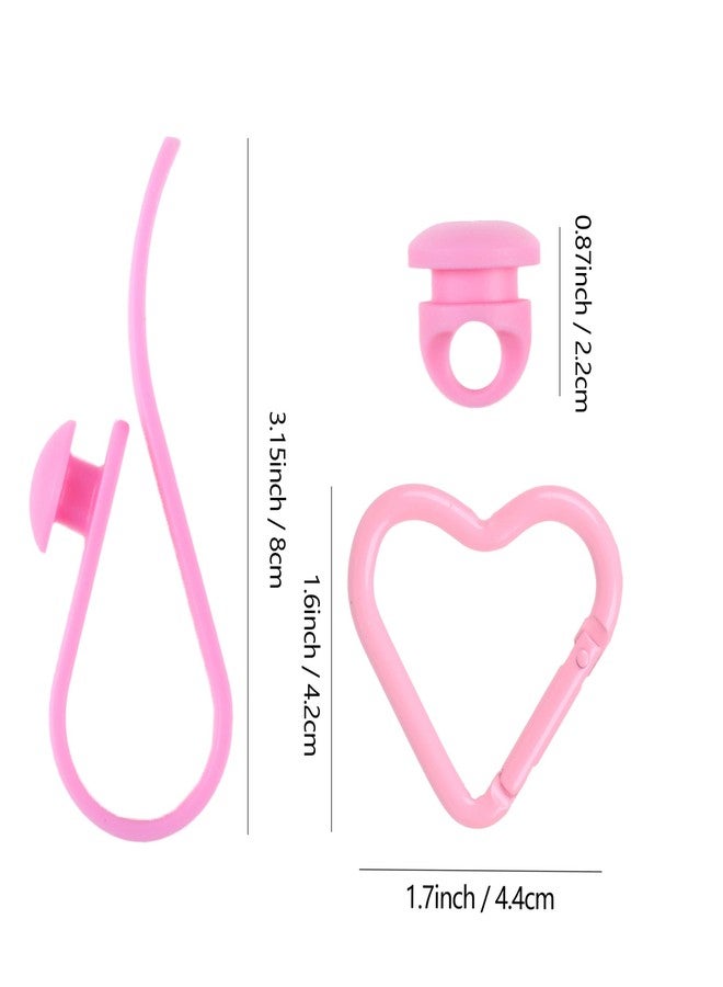 Vagocom Hook + Keychain Clip Accessory for Bogg Bag and Simply Southern Tote, Cute Heart Shaped Key Chain Clip Charm Decorative for Rubber Beach Handbag(Pink) - Image 3