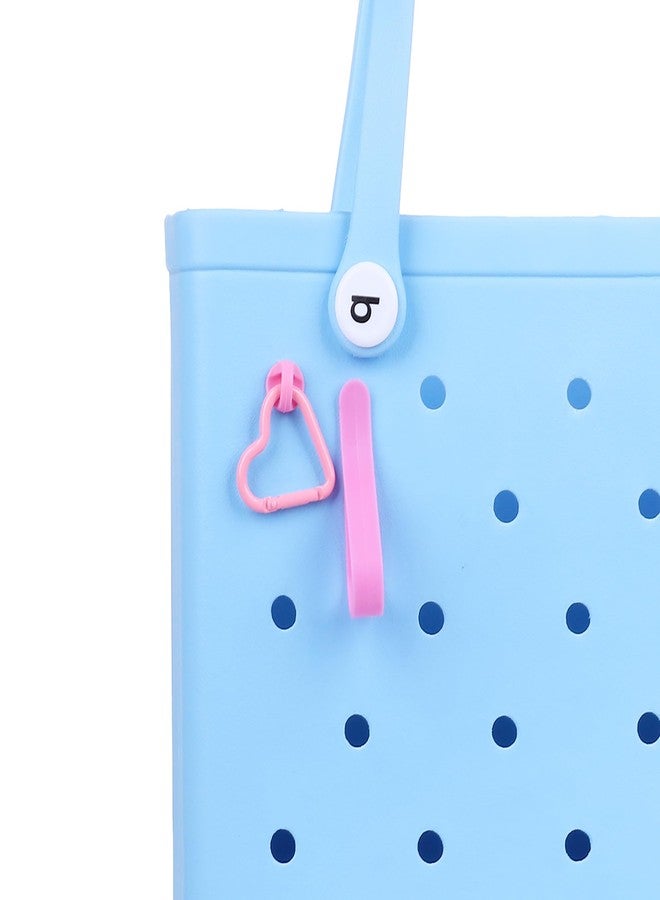 Vagocom Hook + Keychain Clip Accessory for Bogg Bag and Simply Southern Tote, Cute Heart Shaped Key Chain Clip Charm Decorative for Rubber Beach Handbag(Pink) - Image 2