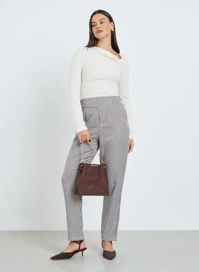 تايك تو Women Knit Top with Asymmetric Neck