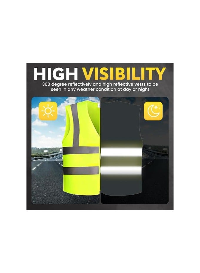 VINTAR Reflective Safety Vest, High Visibility Breathable Day Night Warning Safety Jacket -100% Polyester Fluorescent Fabric With Piping and 360° Protection!, Velcro Closure (4XL)  1 - Image 5