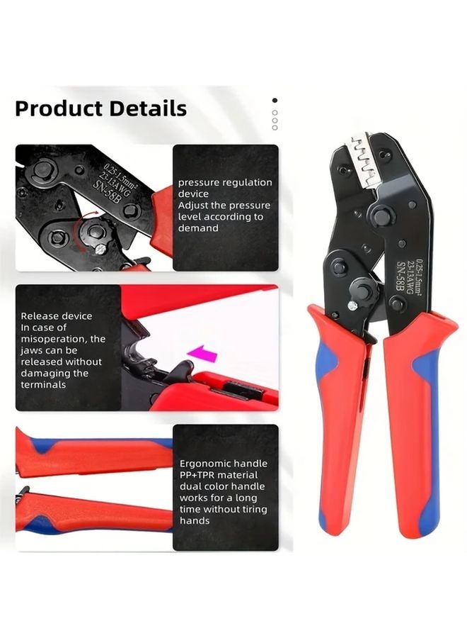 6Pcs SN58B Ratchet Crimping Pliers Set With 5 Jaws 1pc Pliers Red Blue Handle - Image 5