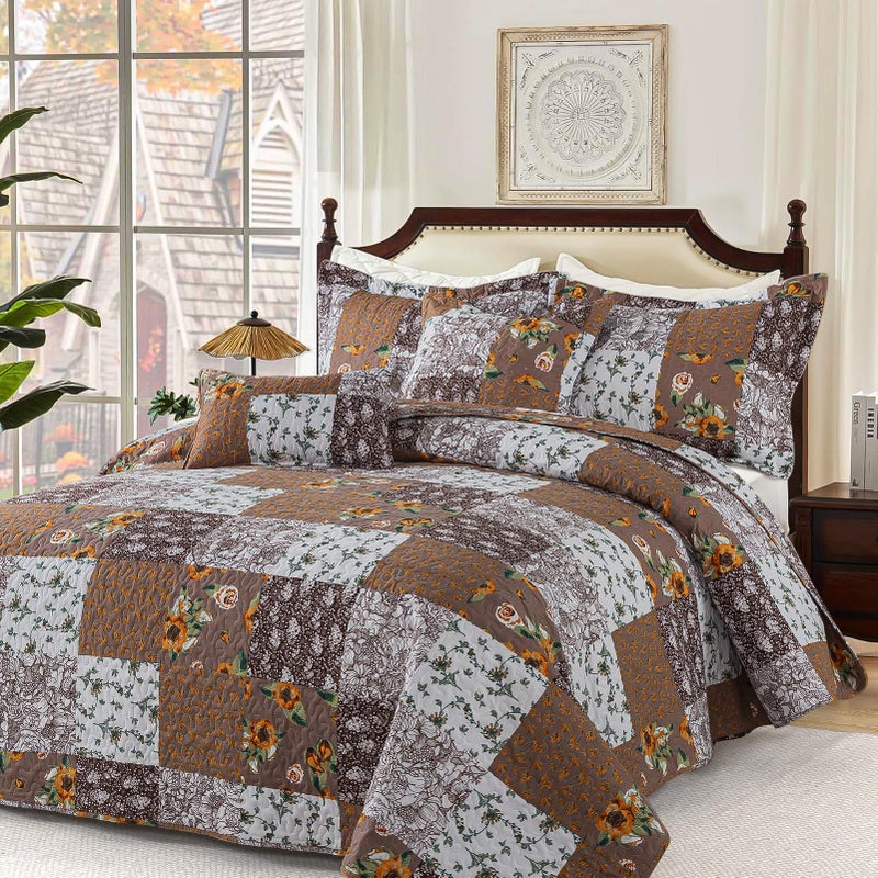 BEDIFANY Cotton Filling King Quilt Set - Reversible Farmhouse Bedspreads King Size with 2 Pillow Shams - Lightweight King Size Quilt Bedding Sets, 3 Pieces (98 x 106 inch) - Image 2