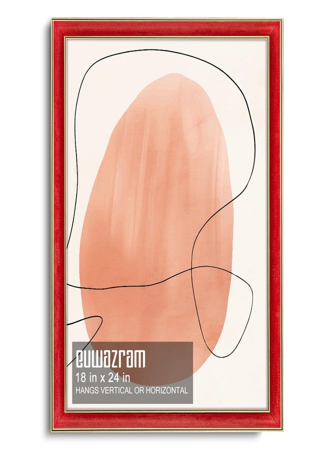 euwazram Arc-Shaped Suede 18x24 Frame - Single Frame, Elegant Red 18 x 24 Poster Frame with Matte Gold Double Border for Artwork, Puzzles, Photos, and Movie Posters - Image 1