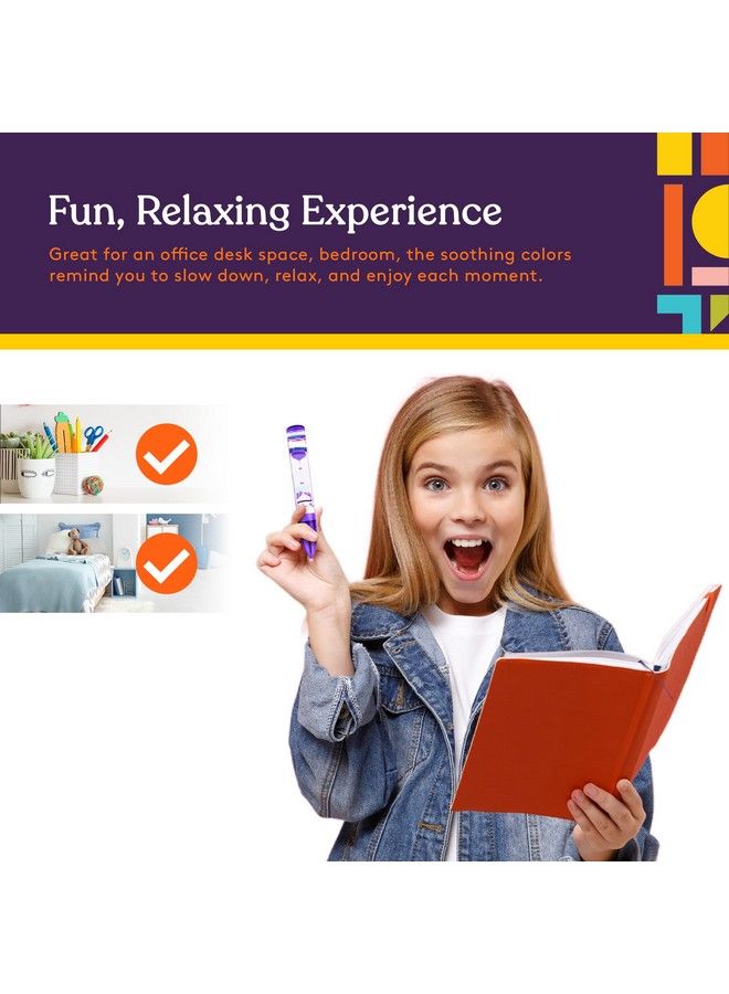 Special Supplies Liquid Motion Bubbler Toy Cool Pens 6 Pack Colorful Hourglass Timer With Droplet Movement Bedroom Sensory Play Cool Home Or School  - Image 5