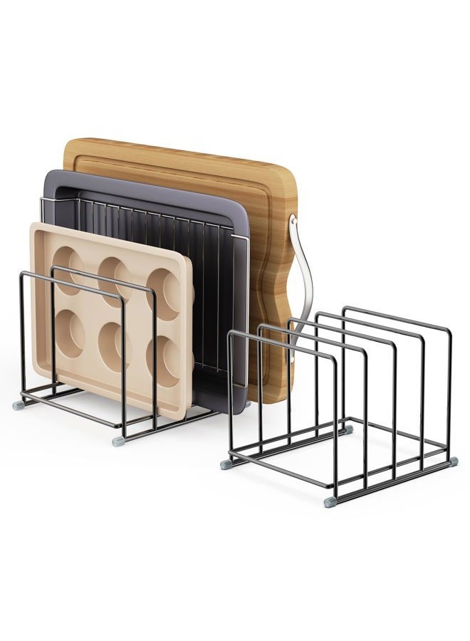 PLUVON Cutting Board Organizer - 4 Slot Kitchen Cabinet Organizer for Pan,Baking sheet,Cookie Sheet with 1.6 Inch Wide Slots(2PC-Large) - Image 1
