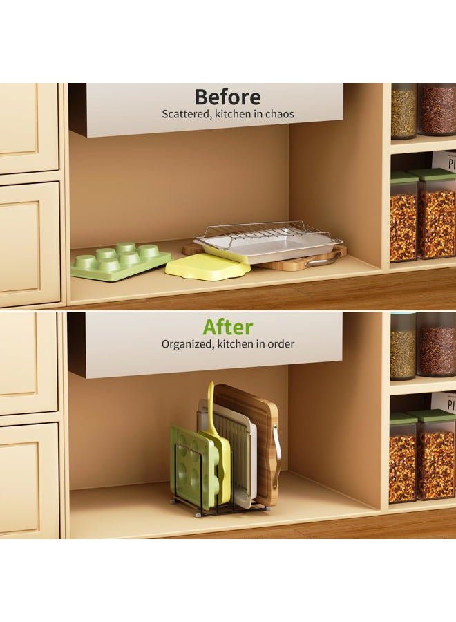 PLUVON Cutting Board Organizer - 4 Slot Kitchen Cabinet Organizer for Pan,Baking sheet,Cookie Sheet with 1.6 Inch Wide Slots(2PC-Large) - Image 4