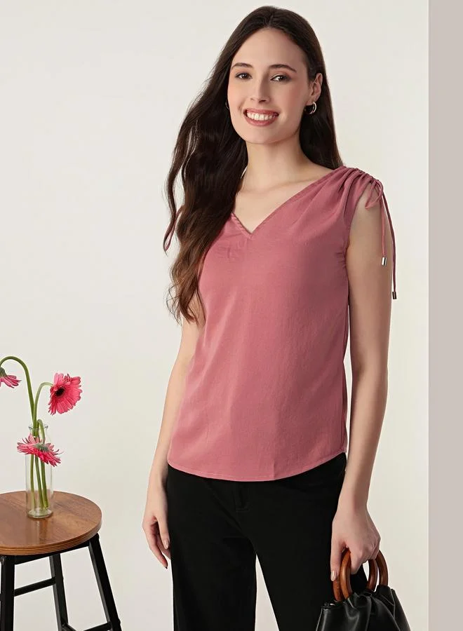 Mish  Pink Tie-Up Details Sleeveless Top for Women | Best Price UAE