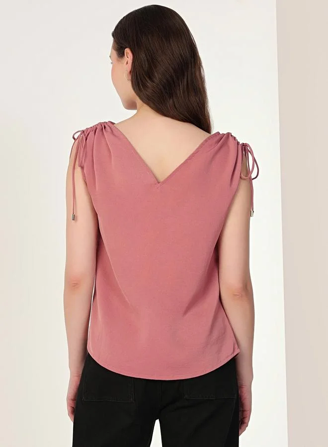 Mish  Pink Tie-Up Details Sleeveless Top for Women | Best Price UAE