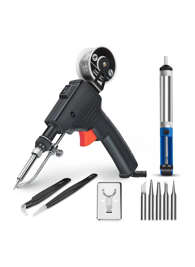 Y&D Soldering Iron Kit, Automatic Hand-held Gun Welding Tool with 5pcs Tips, Desoldering Pump, Tweezers, Wires, Mini Bracket for Circuit Boards, Home DIY, Electronics Repair  - Image 1