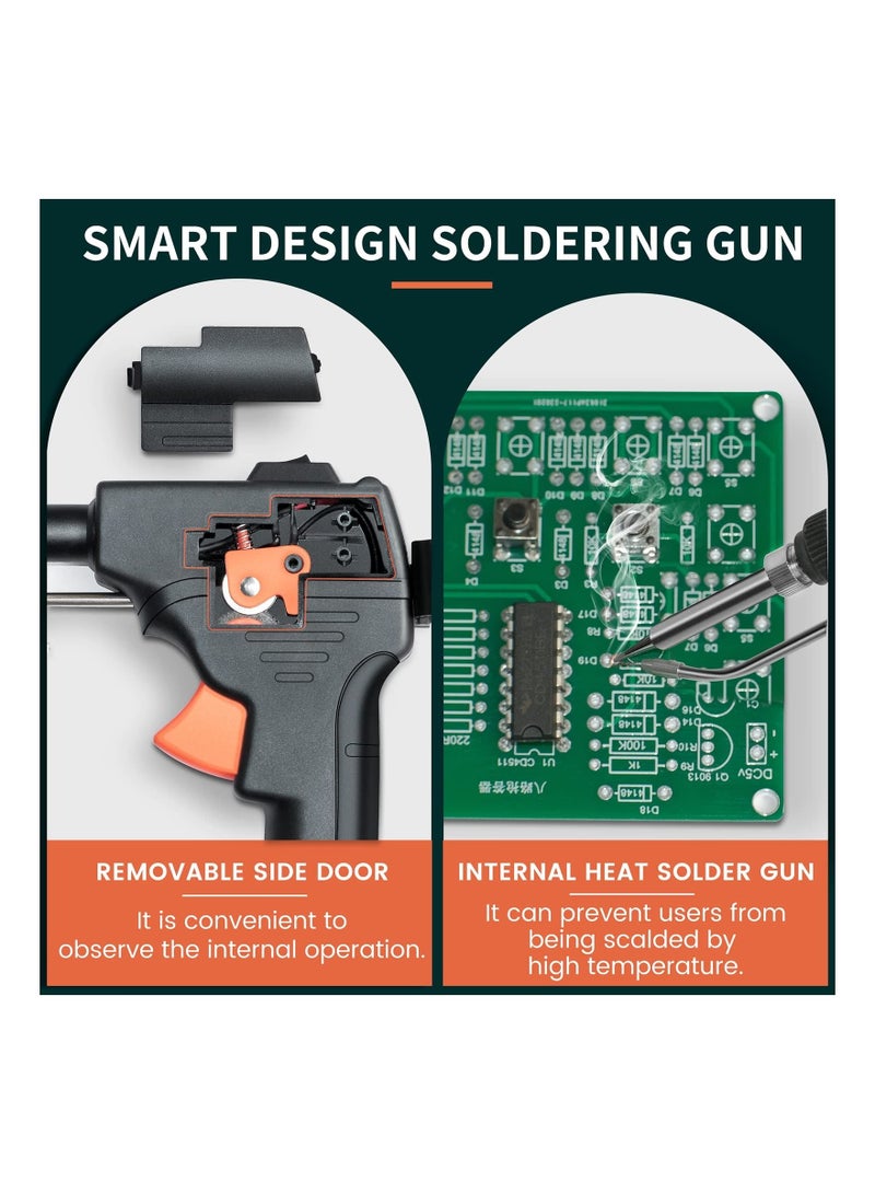 Y&D Soldering Iron Kit, Automatic Hand-held Gun Welding Tool with 5pcs Tips, Desoldering Pump, Tweezers, Wires, Mini Bracket for Circuit Boards, Home DIY, Electronics Repair  - Image 5