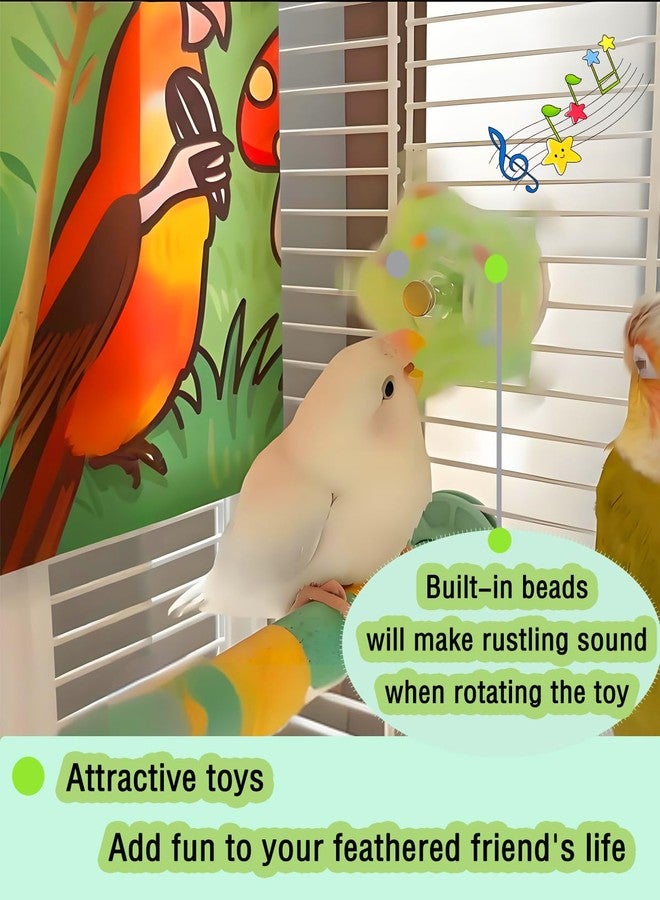 CTAILSOD Parakeet Toys, 4PCS Lovebird Rotating Toy Parrot Spinner Toys Cockatiel Rattle Toys for Small-Medium Birds, Blue/Green/Yellow/Pink - Image 4