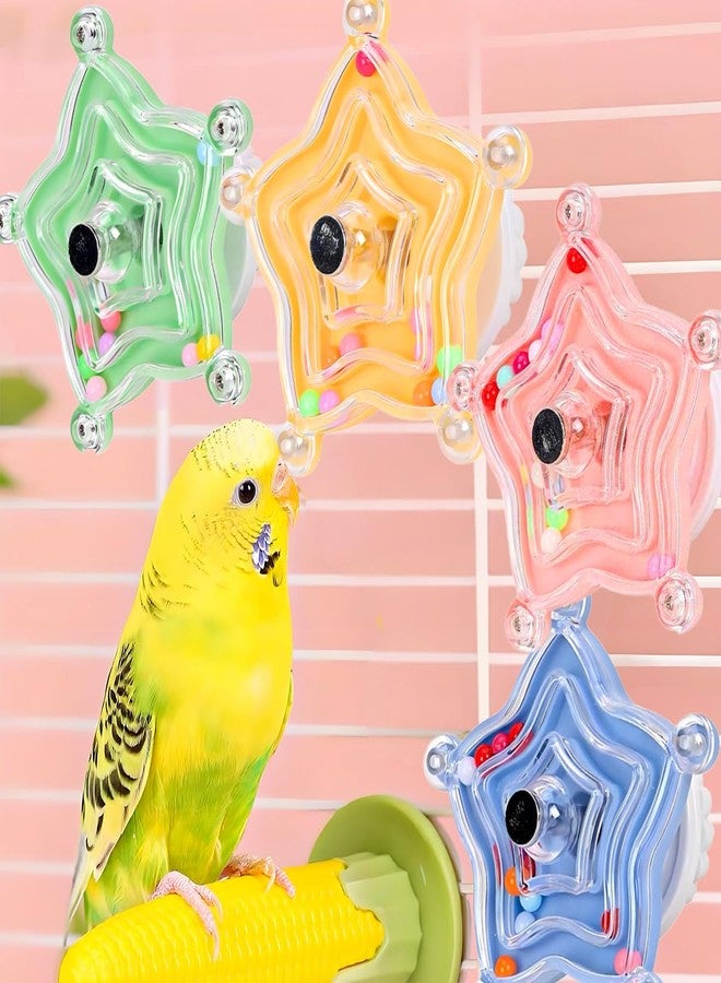 CTAILSOD Parakeet Toys, 4PCS Lovebird Rotating Toy Parrot Spinner Toys Cockatiel Rattle Toys for Small-Medium Birds, Blue/Green/Yellow/Pink - Image 1