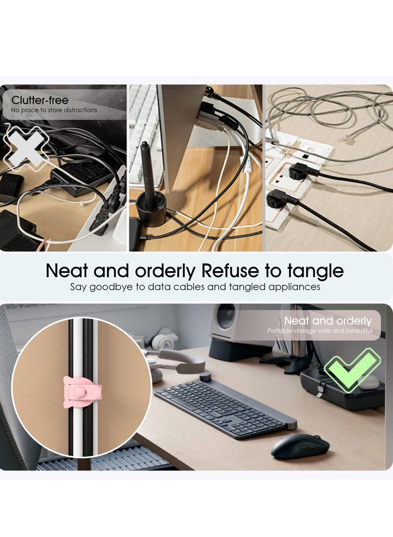 SYOSI 15Pcs Silicone Cable Ties, Reusable Cable Straps Silicone Cord Organizer Straps 5 Inch Cable Ties for Bundling and Fastening Mobile Phone Charging Lines, Cables, Earphones (Pink) - Image 4