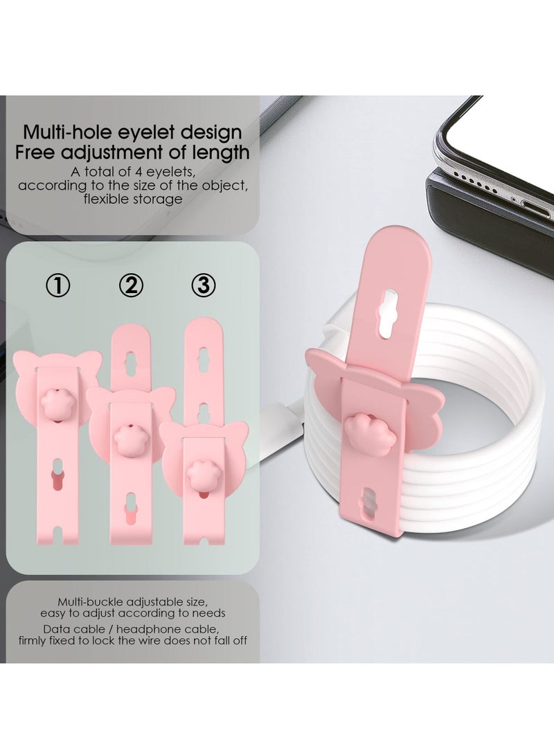 SYOSI 15Pcs Silicone Cable Ties, Reusable Cable Straps Silicone Cord Organizer Straps 5 Inch Cable Ties for Bundling and Fastening Mobile Phone Charging Lines, Cables, Earphones (Pink) - Image 3