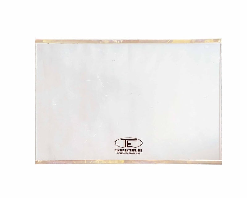 Tiksha Enterprises TIKSHA ENTERPRISES 485490 357 MM TOUGHENED Glass with Silver Bidding Compatible for LG Double Door 350 to 400 Litre  - Image 1