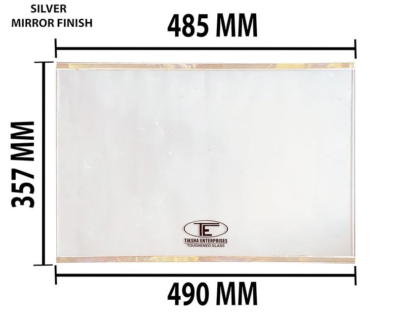Tiksha Enterprises TIKSHA ENTERPRISES 485490 357 MM TOUGHENED Glass with Silver Bidding Compatible for LG Double Door 350 to 400 Litre  - Image 2