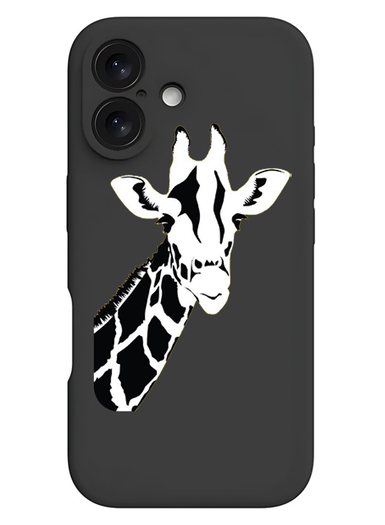 Theodor Protective Slim Fit Case Liquid Silicone Cover with Full Body Protection Anti-Scratch Shockproof Case For Apple iPhone 17 (Black) Giraffe - Image 1