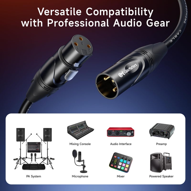 Cable Matters 2-Pack Premium XLR to XLR Cables - 25ft, Male to Female Microphone Cable, Oxygen-Free Copper (OFC) Mic Cord, Black - Image 3