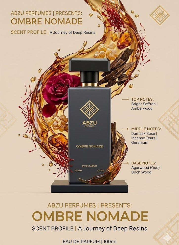 ABZU PERFUMES Ombre Nomade Eau de Parfum For Men Deep Oud & Amber Blend with Spices and Rose, Long Lasting Men's Perfume 100 ml - Image 2