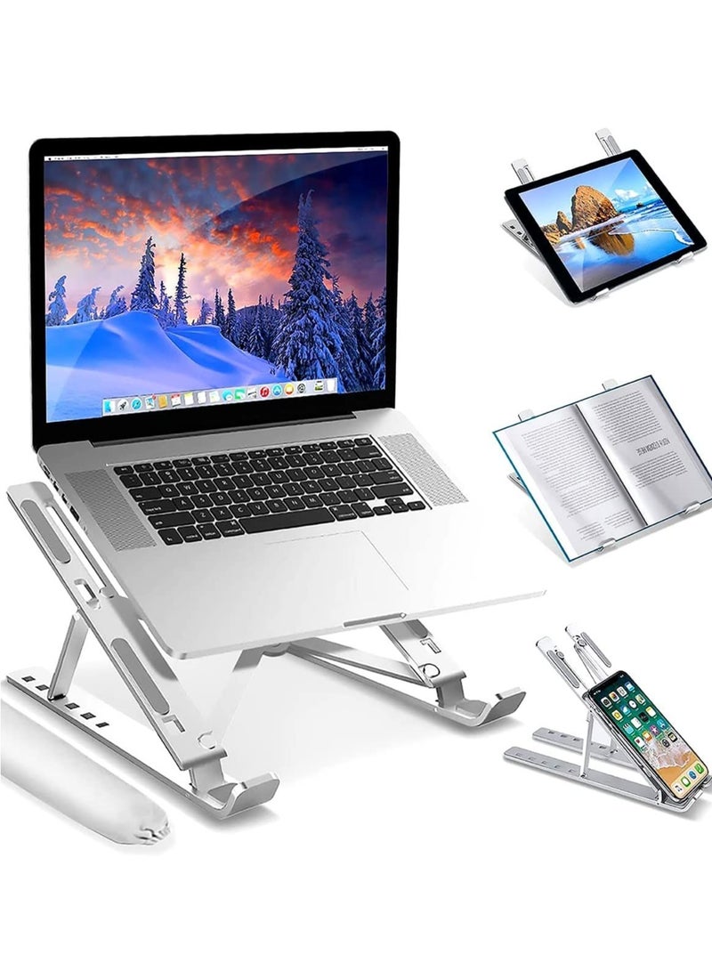 ELTRAZONE Laptop Stand for Desk , Portable Laptop Holder Riser for desk, Adjustable Aluminium Foldable Laptop Stand Compatible with 10 to 15.6 Inches Notebook Computer, Silver - Image 3
