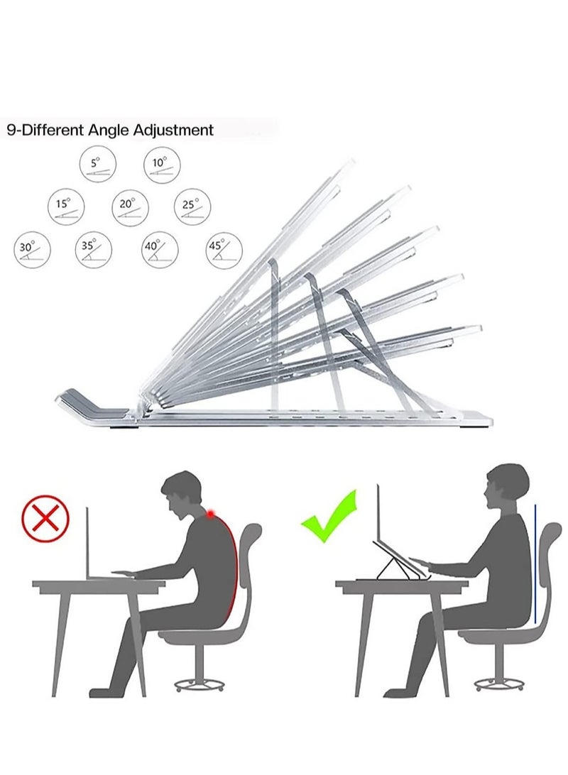 ELTRAZONE Laptop Stand for Desk , Portable Laptop Holder Riser for desk, Adjustable Aluminium Foldable Laptop Stand Compatible with 10 to 15.6 Inches Notebook Computer, Silver - Image 5