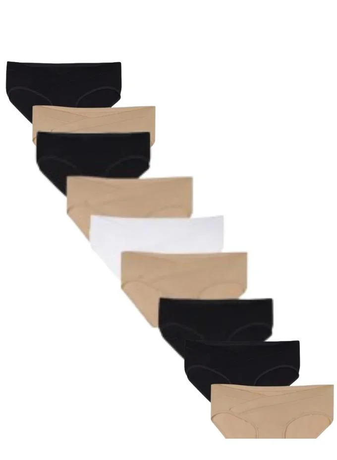 تامي مجموعة من 9 سراويل داخلية منخفضة الخصر للأمومة مصنوعة من قطن الخيزران - عبوة متعددة الألوان