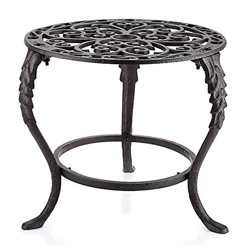 OwnMy Heavy Duty Cast Iron Plant Stand Vintage Iron Flower Pot Holder, Rustic Decorative Round Potted Plant Stand Rack, Indoor Outdoor Metal Plant Holder for Home Garden - Image 1