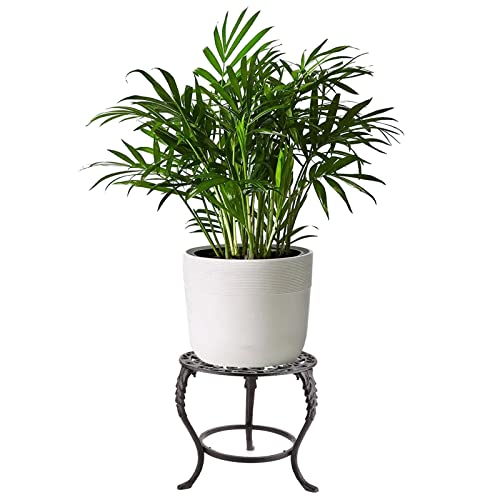 OwnMy Heavy Duty Cast Iron Plant Stand Vintage Iron Flower Pot Holder, Rustic Decorative Round Potted Plant Stand Rack, Indoor Outdoor Metal Plant Holder for Home Garden - Image 2