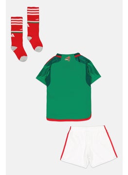 Adidas Toddlers Boy 3 Pieces Mexico 22 Home Mini Football T-Shirt And Shorts With Socks, Green/White  - Image 2