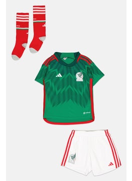 Adidas Toddlers Boy 3 Pieces Mexico 22 Home Mini Football T-Shirt And Shorts With Socks, Green/White  - Image 1