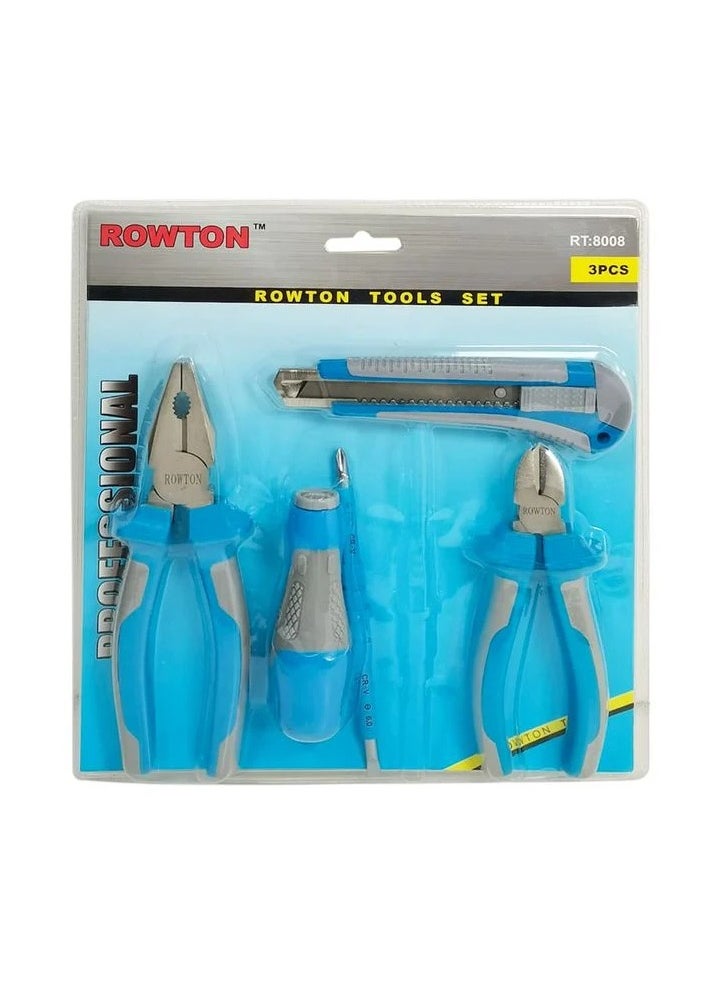 Generic - ROWTON 4 Pcs Repair Tool Set For Home Office Cutting Pliers And Screwdriver And Knife Rowton Tools Set RT8008 - Image 1