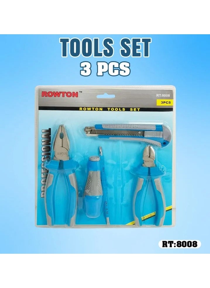 Generic - ROWTON 4 Pcs Repair Tool Set For Home Office Cutting Pliers And Screwdriver And Knife Rowton Tools Set RT8008 - Image 1