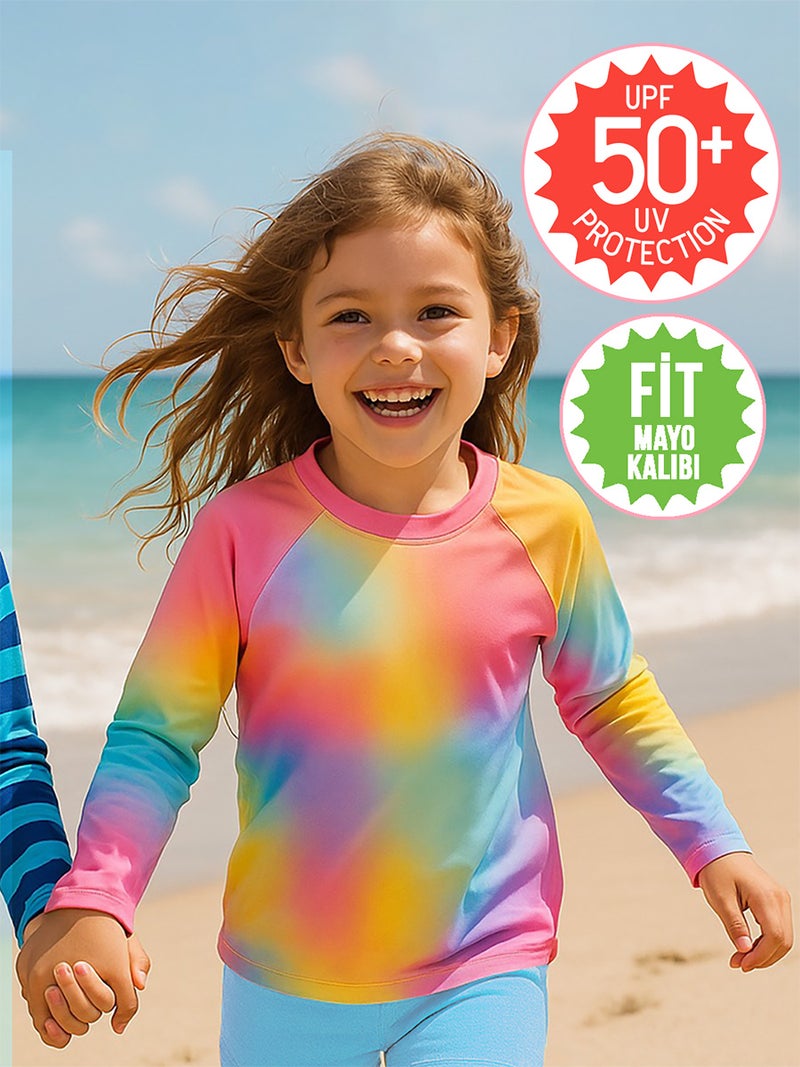 Denokids Tie-Dye Girl UVP+50 Sun Protection Swimsuit Top - Image 1