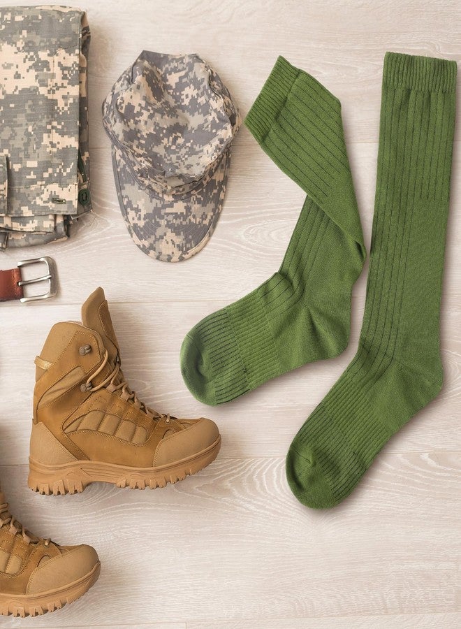 Hercicy 6 Pairs Men's Crew Boot Army Socks Cotton Dress Army Green Socks Men Plain Casual Season Grade Military Socks Regular Fit, Army Green, One size - Image 5