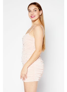 Miss Selfridge Women Petite Ruched Mini Dress, Light Pink  - Image 2
