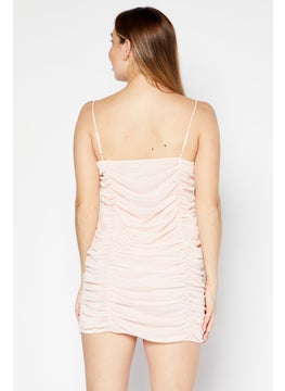 Miss Selfridge Women Petite Ruched Mini Dress, Light Pink  - Image 4