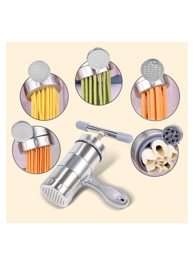 SYOSI Manual Pasta Maker, Stainless Steel Noodle Maker, Juice Extractor Fruit Juicer Press Pasta Press Machine With 5 Models, Stainless Steel Hand Crank Spaghetti Fettuccine Noodle Dough Press Machine  - Image 3