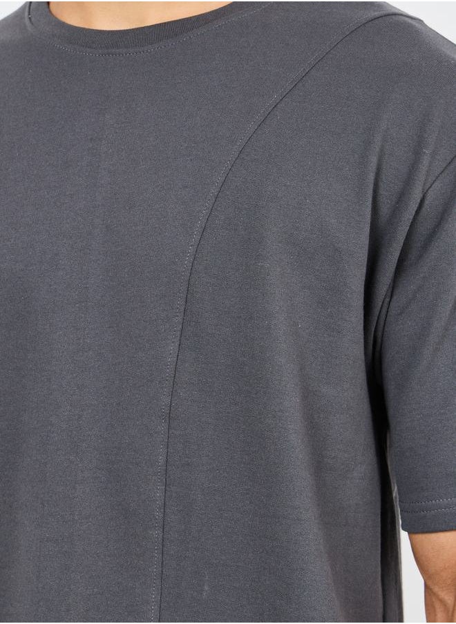 Styli Oversized Panel Detail Terry T-shirt  - Image 3