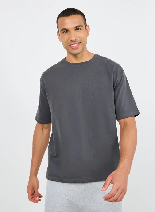 Styli Oversized Panel Detail Terry T-shirt